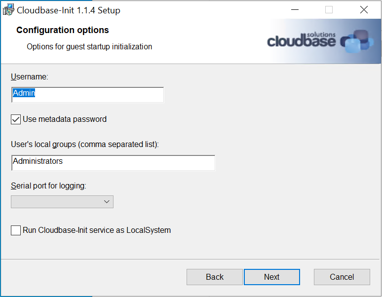 Cloudbase-Init settings