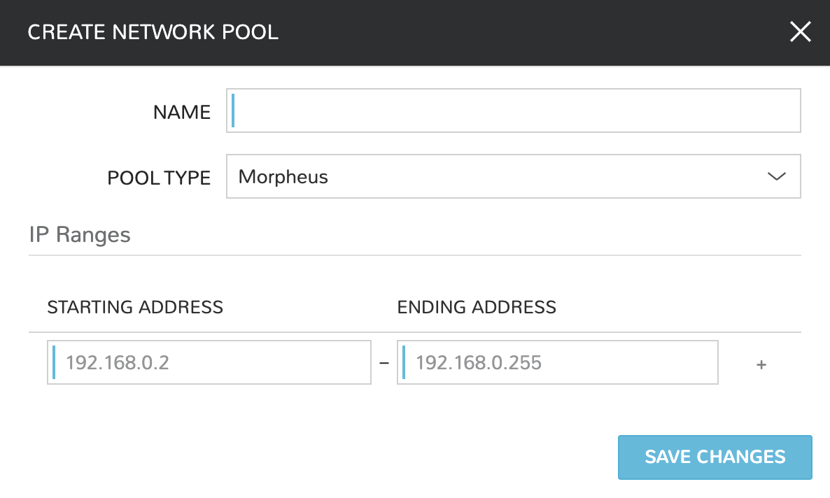 Creating a |morpheus|-type IP pool