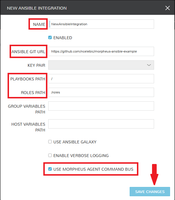 Configuring the new Ansible integration