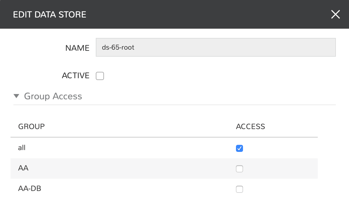 The edit data stores dialog box