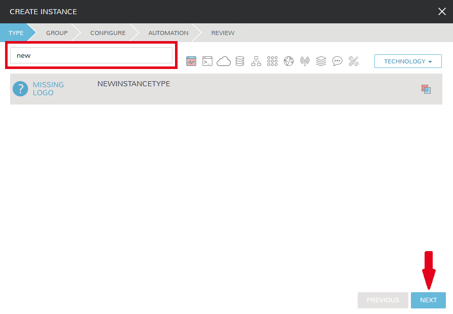 Searching for our custom instance type