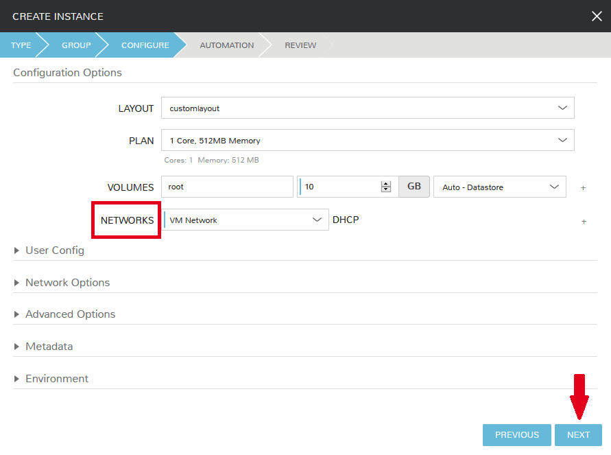 Configuring the newlt created instance