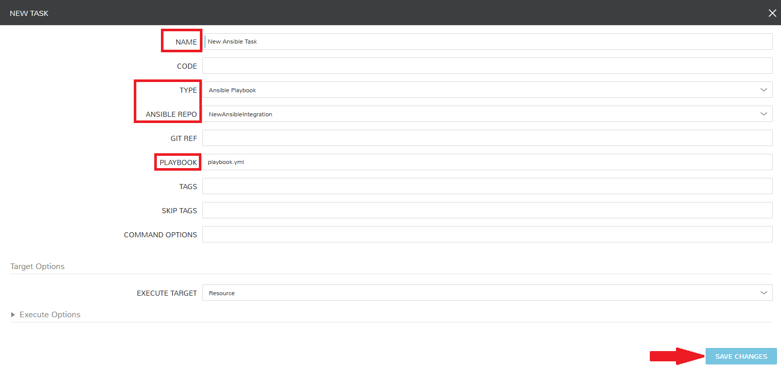 Configuring the new task